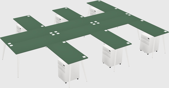 Shared l-shaped office desk system