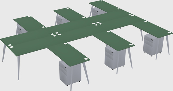 Shared l-shaped office desk system