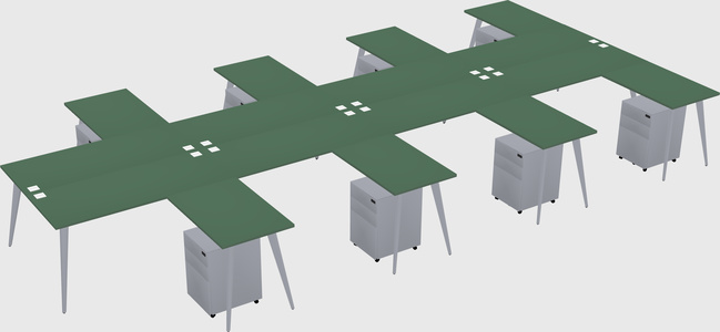 Shared l-shaped office desk system