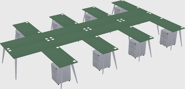 Shared l-shaped office desk system