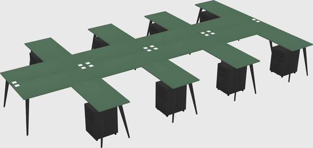 Shared l-shaped office desk system