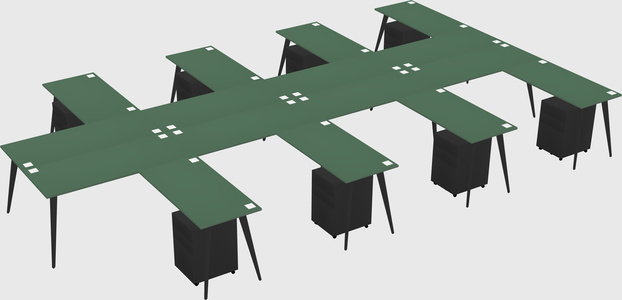 Shared l-shaped office desk system