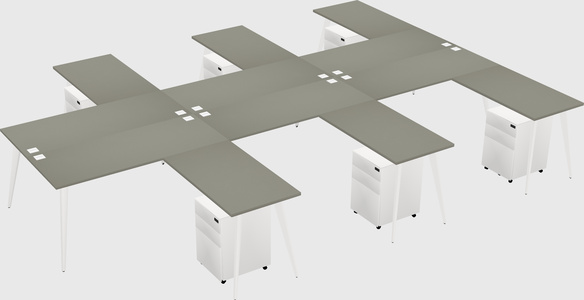 Shared l-shaped office desk system