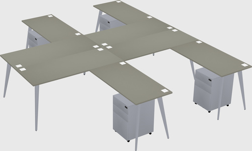 Shared l-shaped office desk system