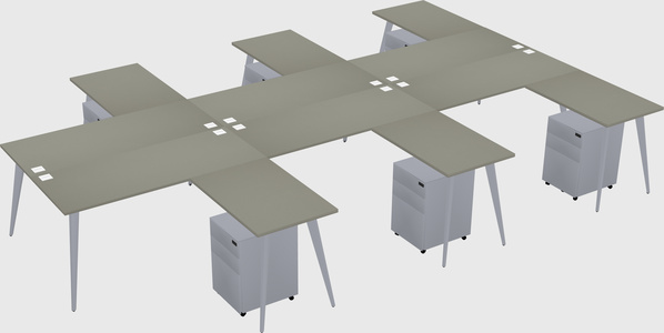 Shared l-shaped office desk system