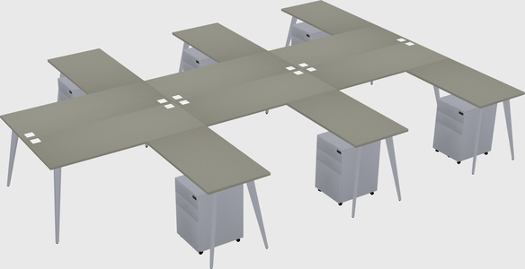 Shared l-shaped office desk system