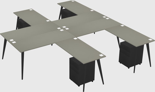 Shared l-shaped office desk system