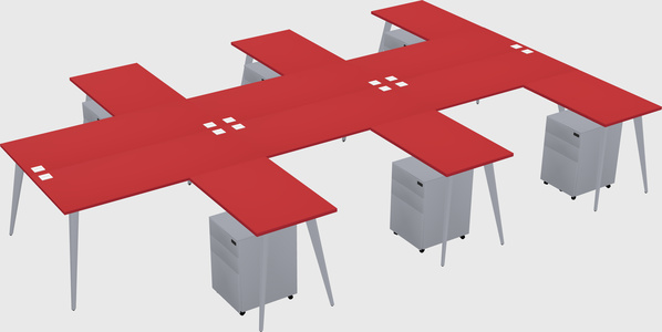 Shared l-shaped office desk system