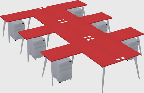 Shared l-shaped office desk system