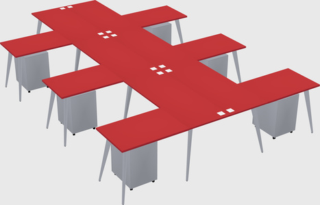 Shared l-shaped office desk system