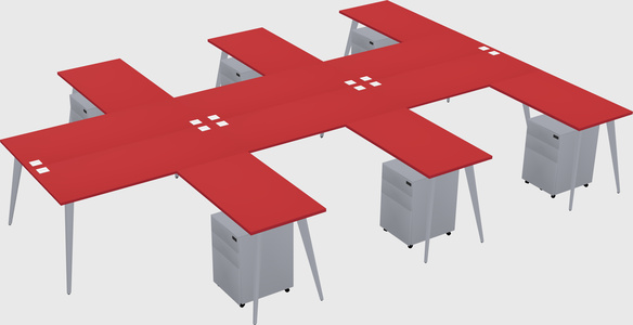 Shared l-shaped office desk system