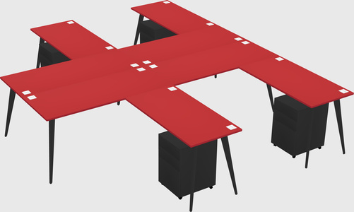 Shared l-shaped office desk system
