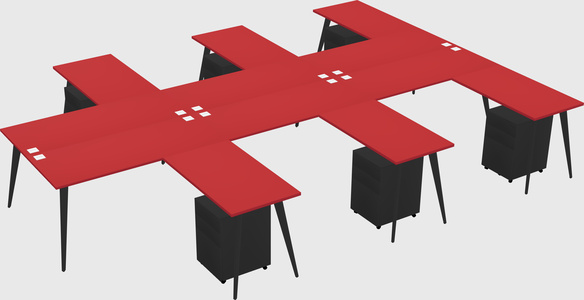 Shared l-shaped office desk system