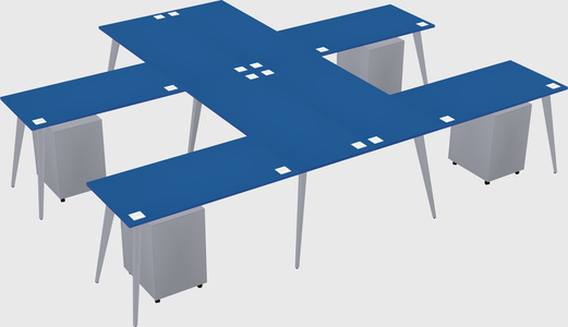 Shared l-shaped office desk system