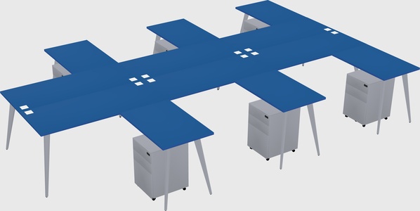 Shared l-shaped office desk system