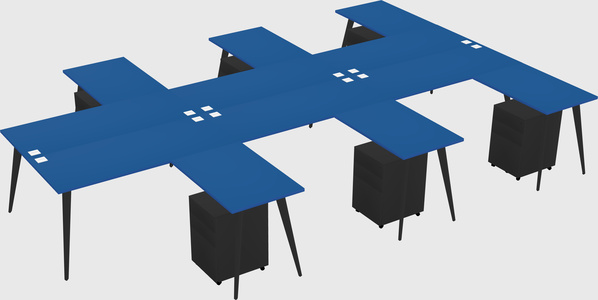 Shared l-shaped office desk system
