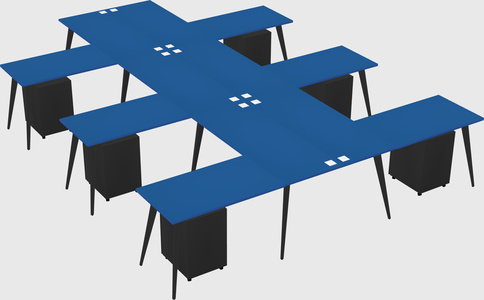 Shared l-shaped office desk system