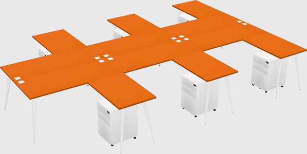Shared l-shaped office desk system