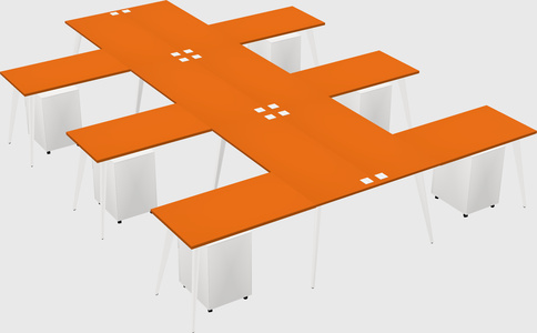Shared l-shaped office desk system