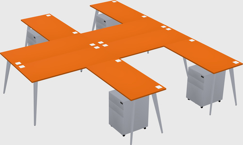 Shared l-shaped office desk system