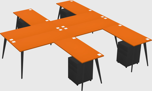 Shared l-shaped office desk system