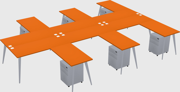 Shared l-shaped office desk system