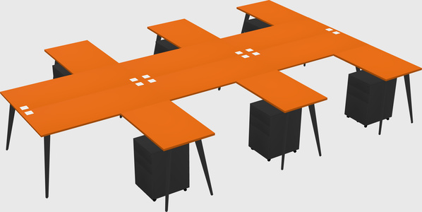 Shared l-shaped office desk system