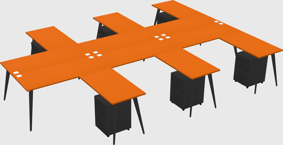Shared l-shaped office desk system