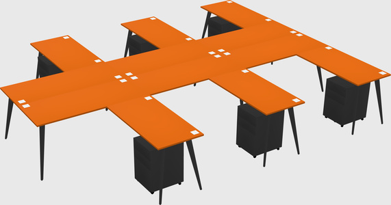 Shared l-shaped office desk system