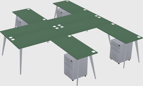 Shared l-shaped office desk system