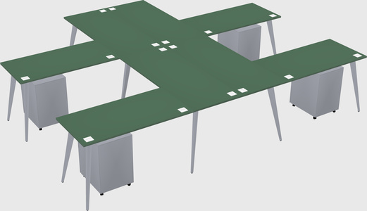 Shared l-shaped office desk system