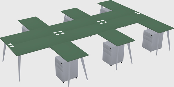 Shared l-shaped office desk system