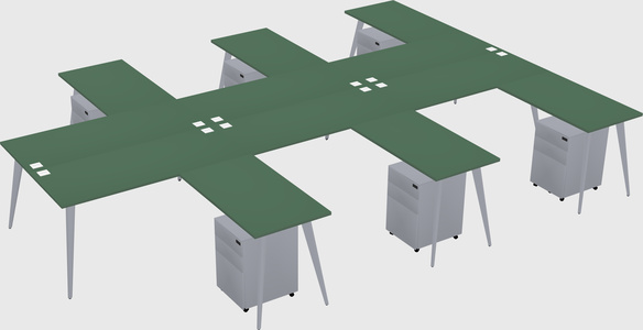 Shared l-shaped office desk system