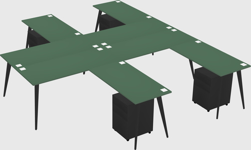 Shared l-shaped office desk system