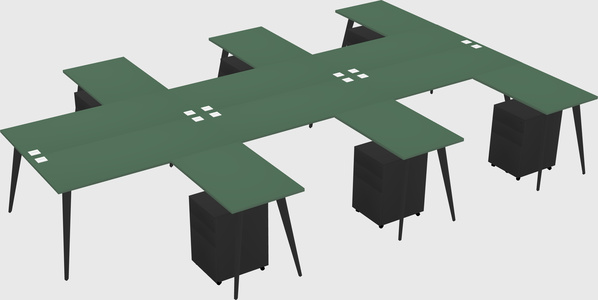 Shared l-shaped office desk system