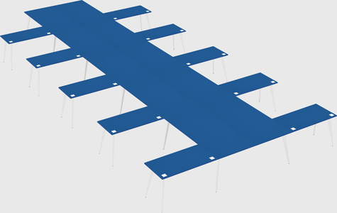 Shared l-shaped office desk system