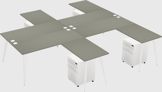 Shared l-shaped office desk system