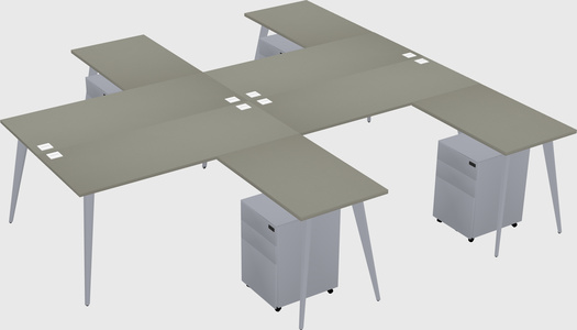 Shared l-shaped office desk system