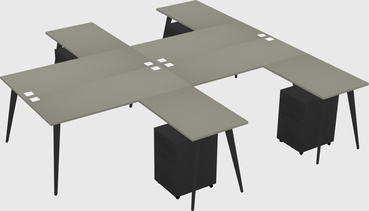 Shared l-shaped office desk system