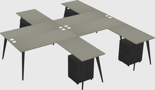 Shared l-shaped office desk system