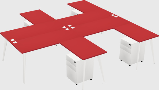 Shared l-shaped office desk system