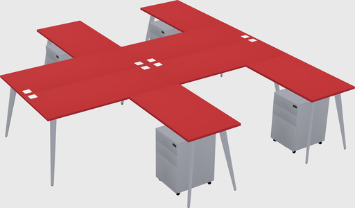 Shared l-shaped office desk system