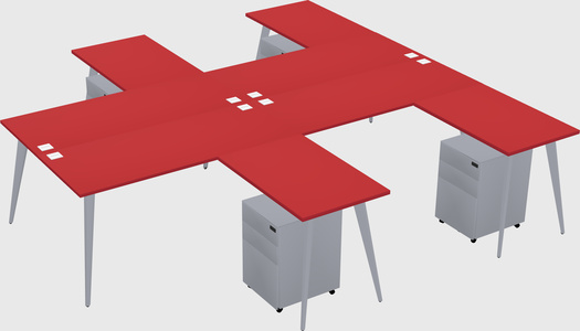Shared l-shaped office desk system