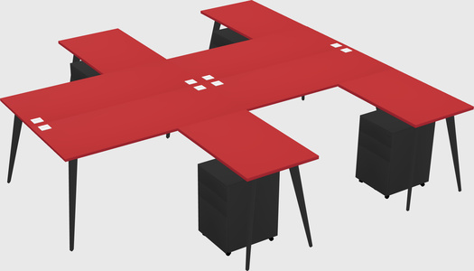Shared l-shaped office desk system
