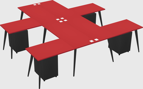 Shared l-shaped office desk system