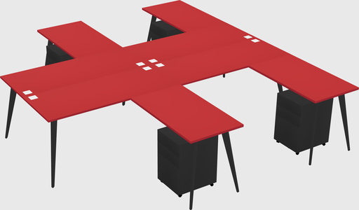 Shared l-shaped office desk system