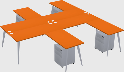 Shared l-shaped office desk system