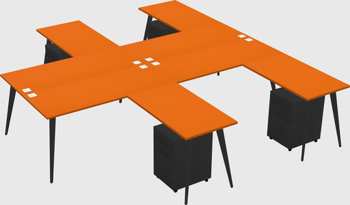 Shared l-shaped office desk system
