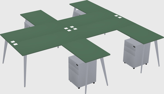 Shared l-shaped office desk system