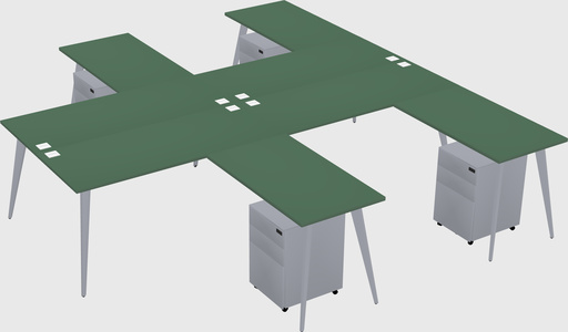 Shared l-shaped office desk system